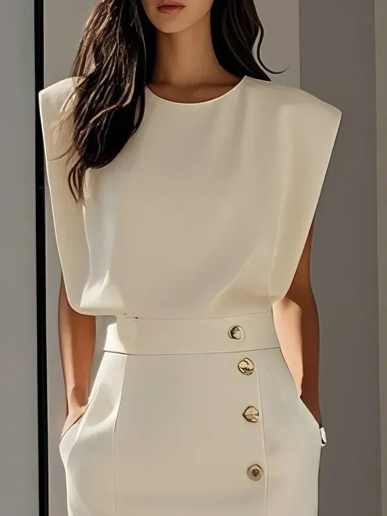 Midi Dress with Round Neck and Buttons for Women | Ideal for Summer