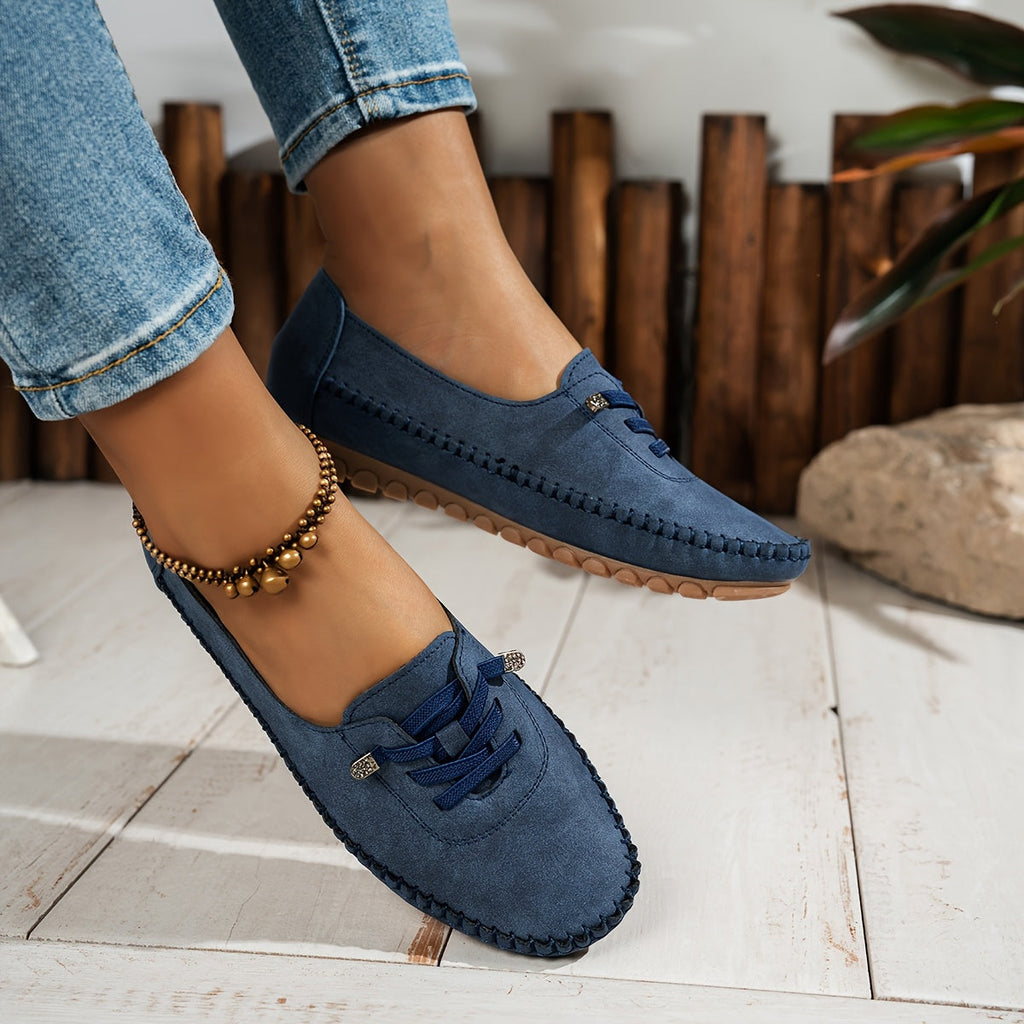 Round Toe and Low Heel Loafers for Women
