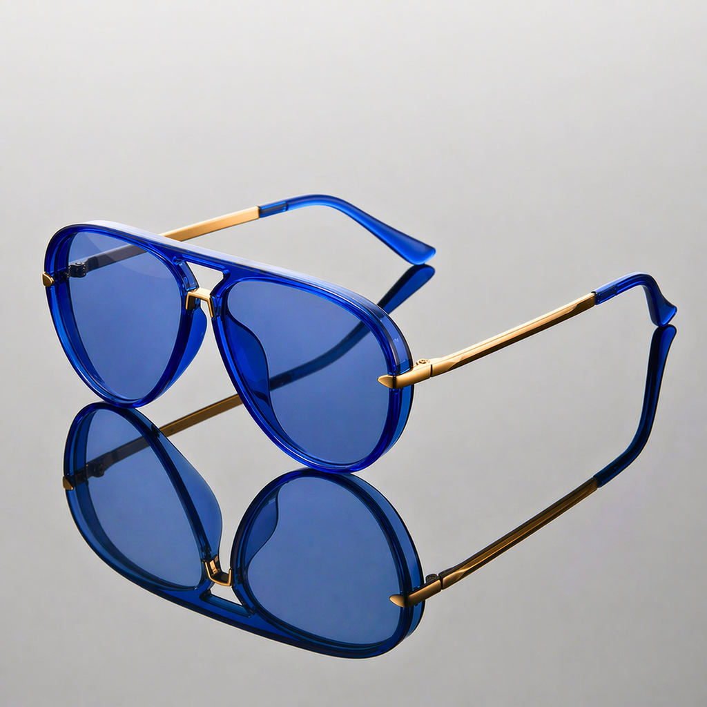 Aviator Sunglasses with Double Bridge Design for Women