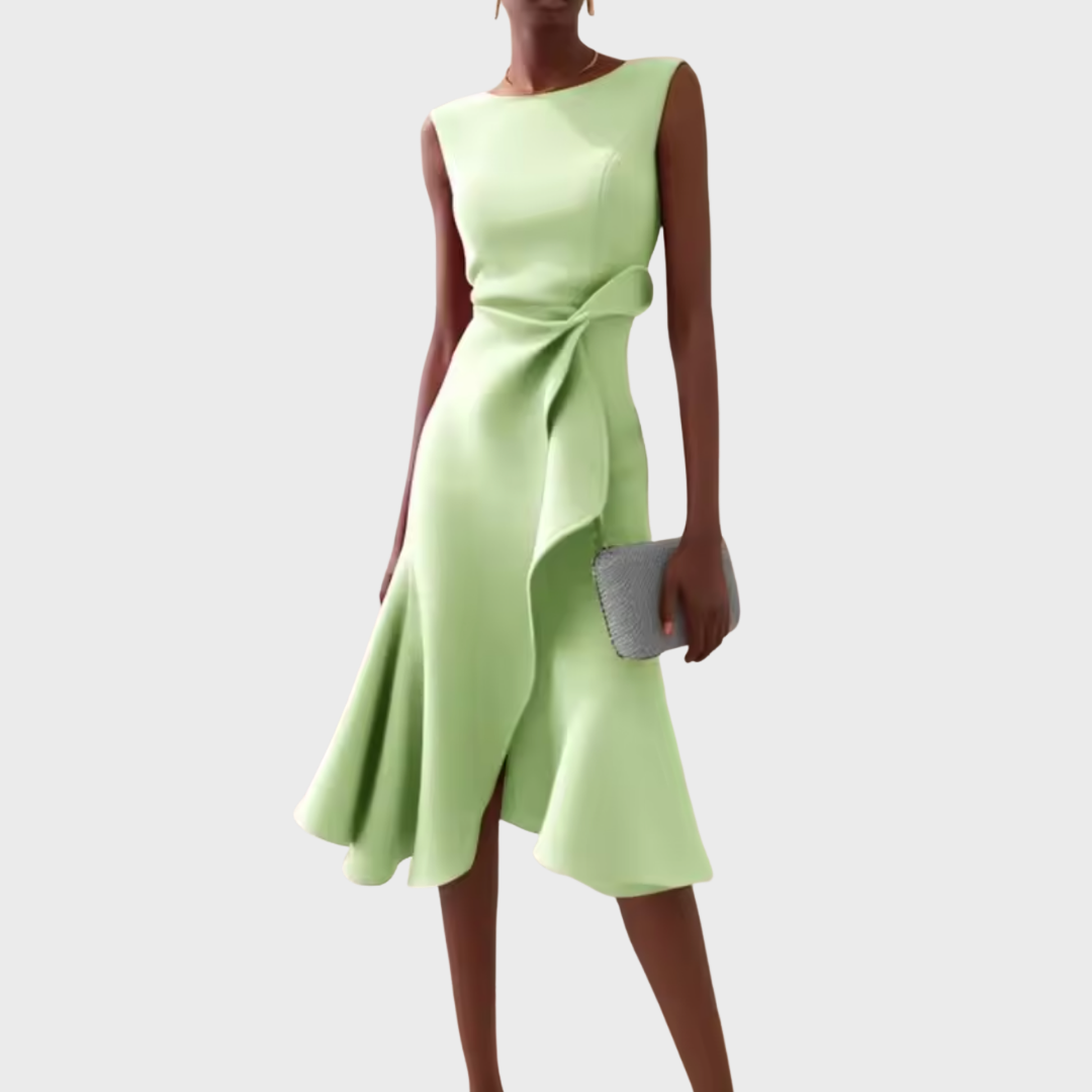 Asymmetric Draped Midi Dress for Women