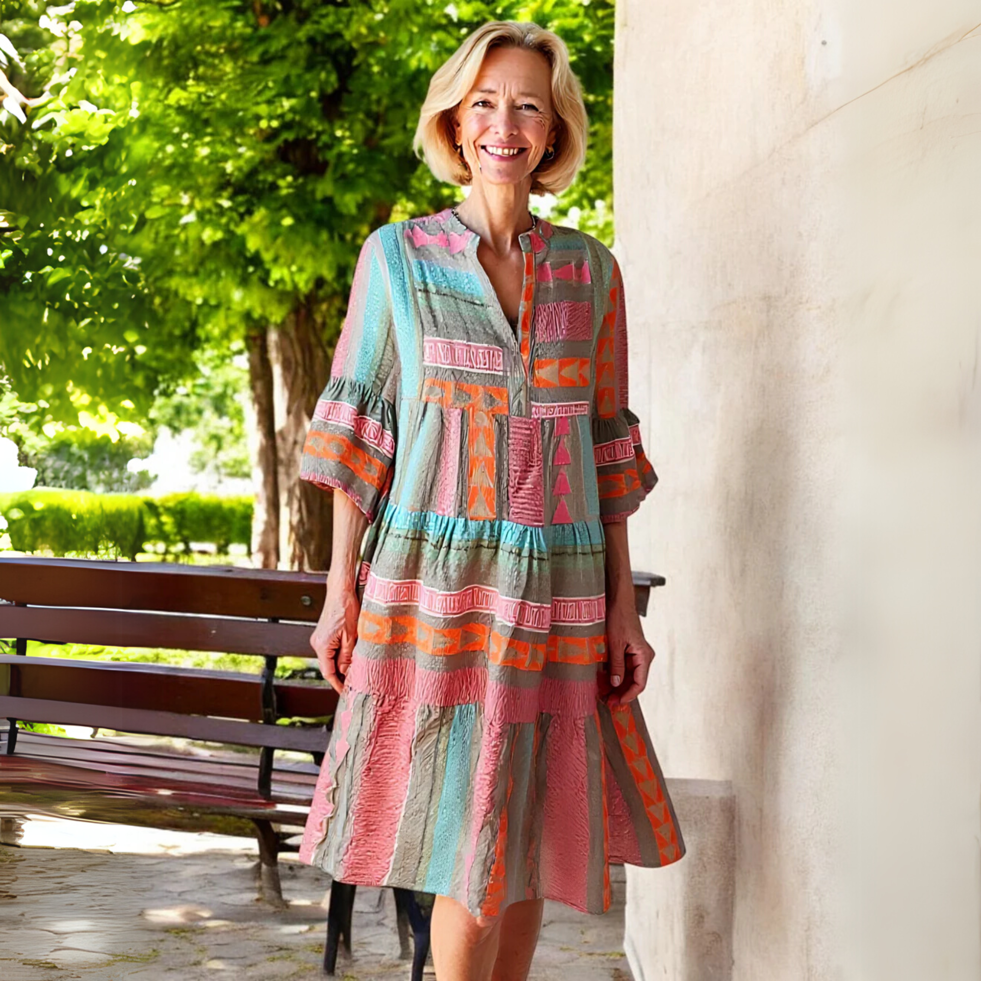 Three-Quarter Sleeve Spring Dress for Women