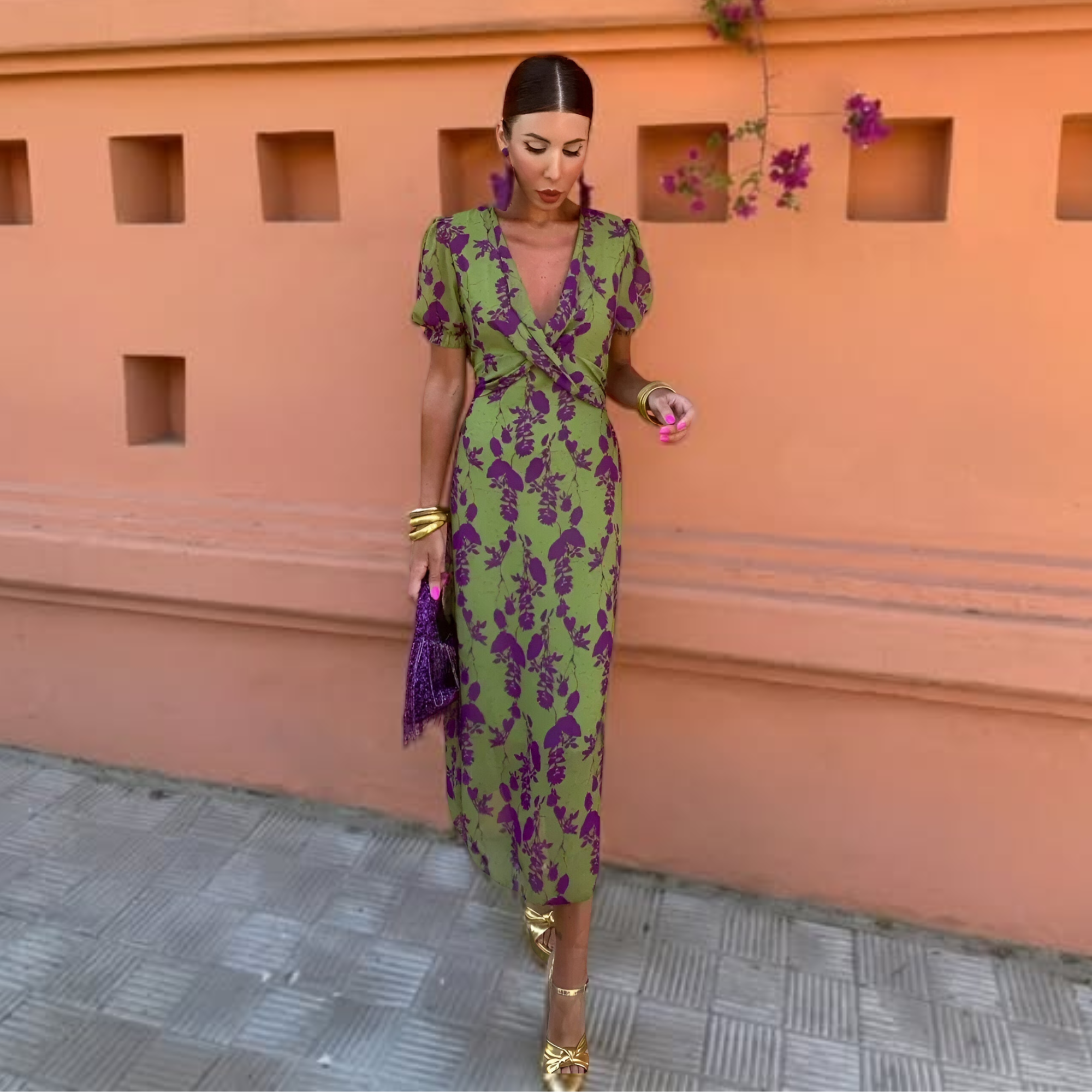 Elegant Printed Long Dress for Women