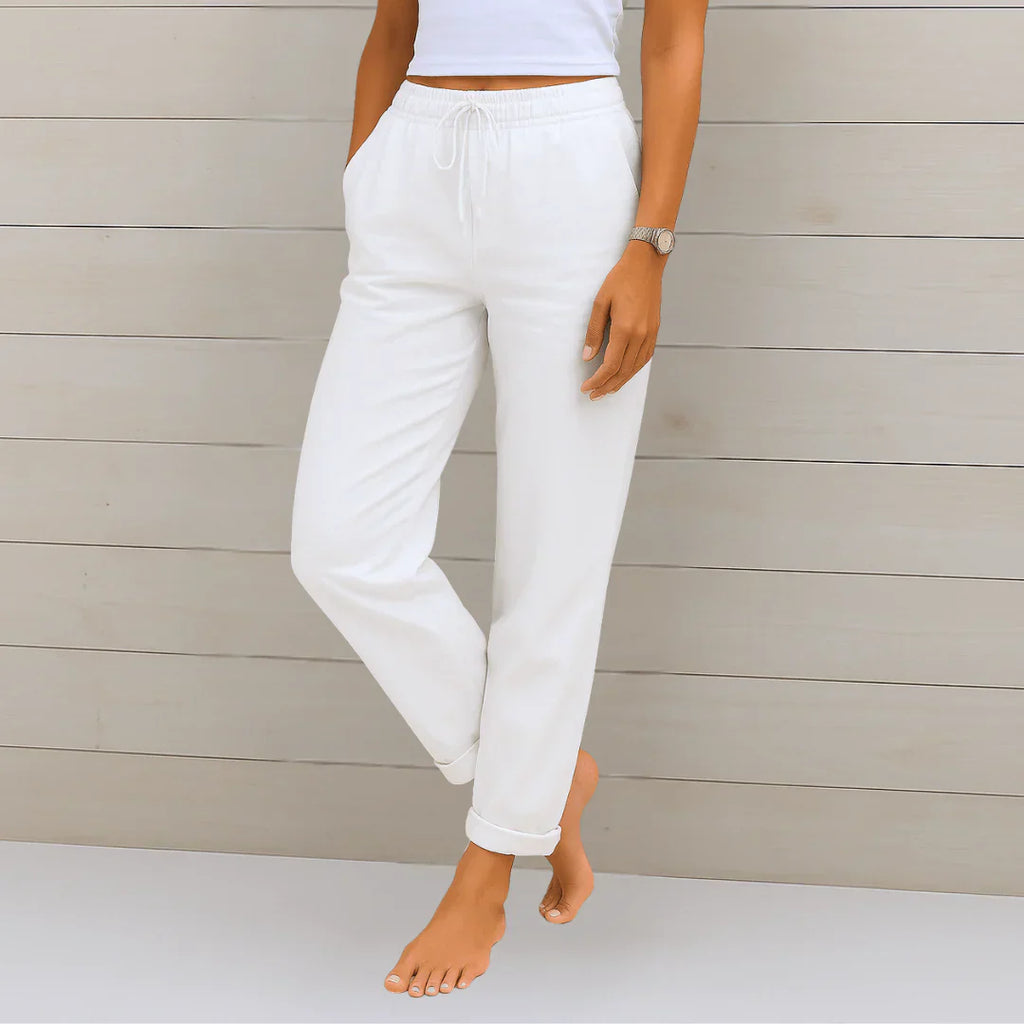 High-Waisted Wide-Leg Linen and Cotton Pants for Women | Perfect for Summer