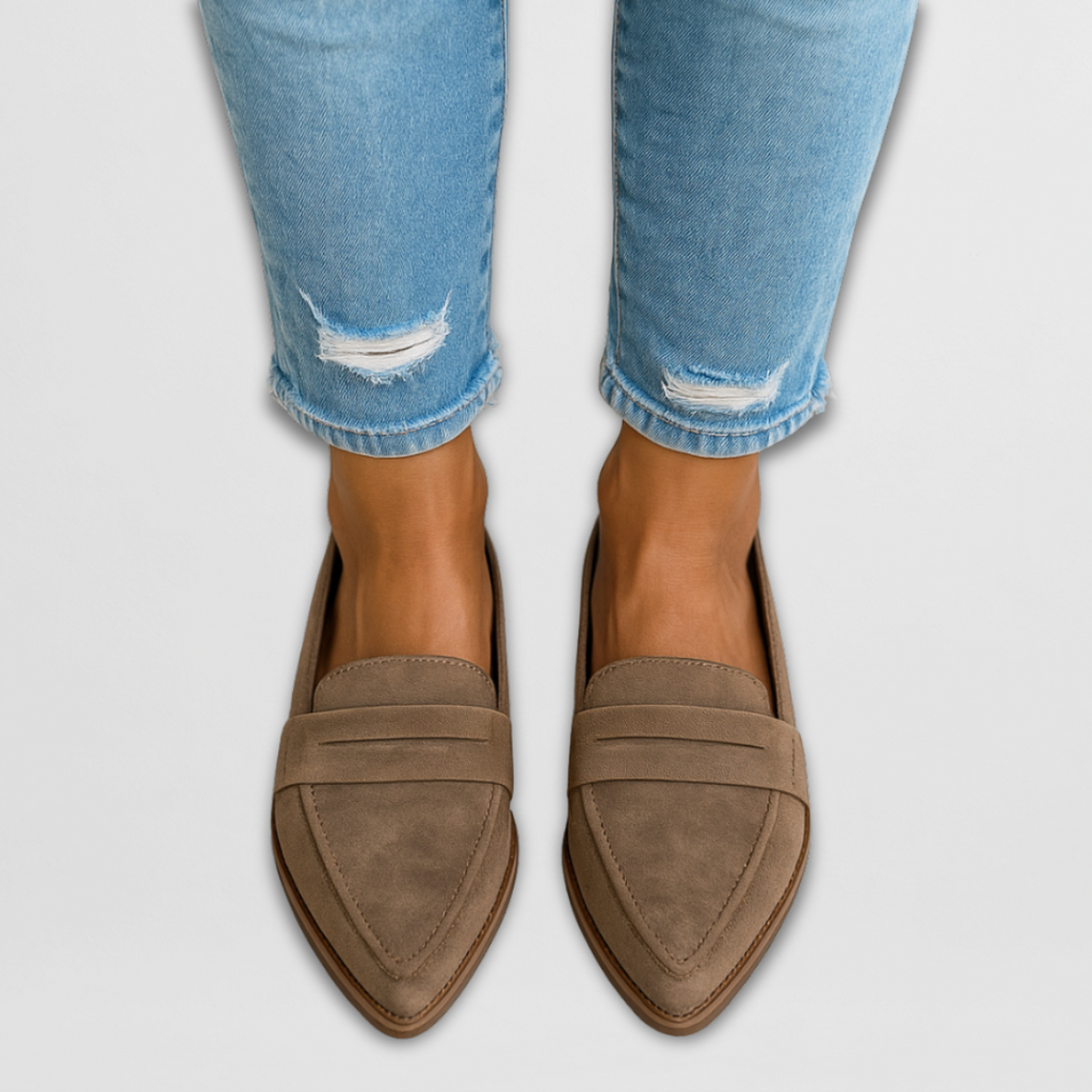 Suede Pointed Toe Loafers for Women