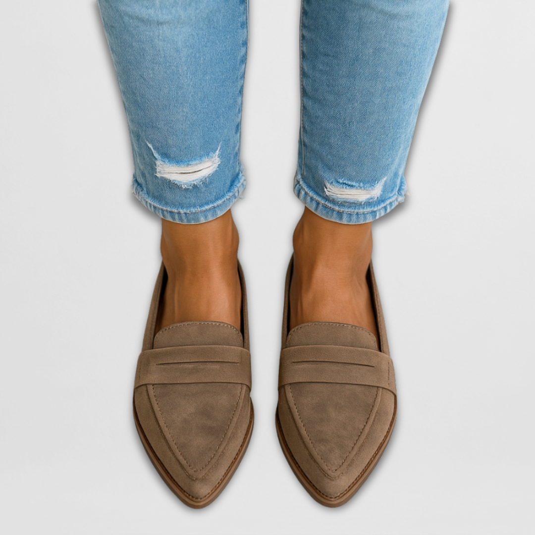 Suede Pointed Toe Loafers for Women