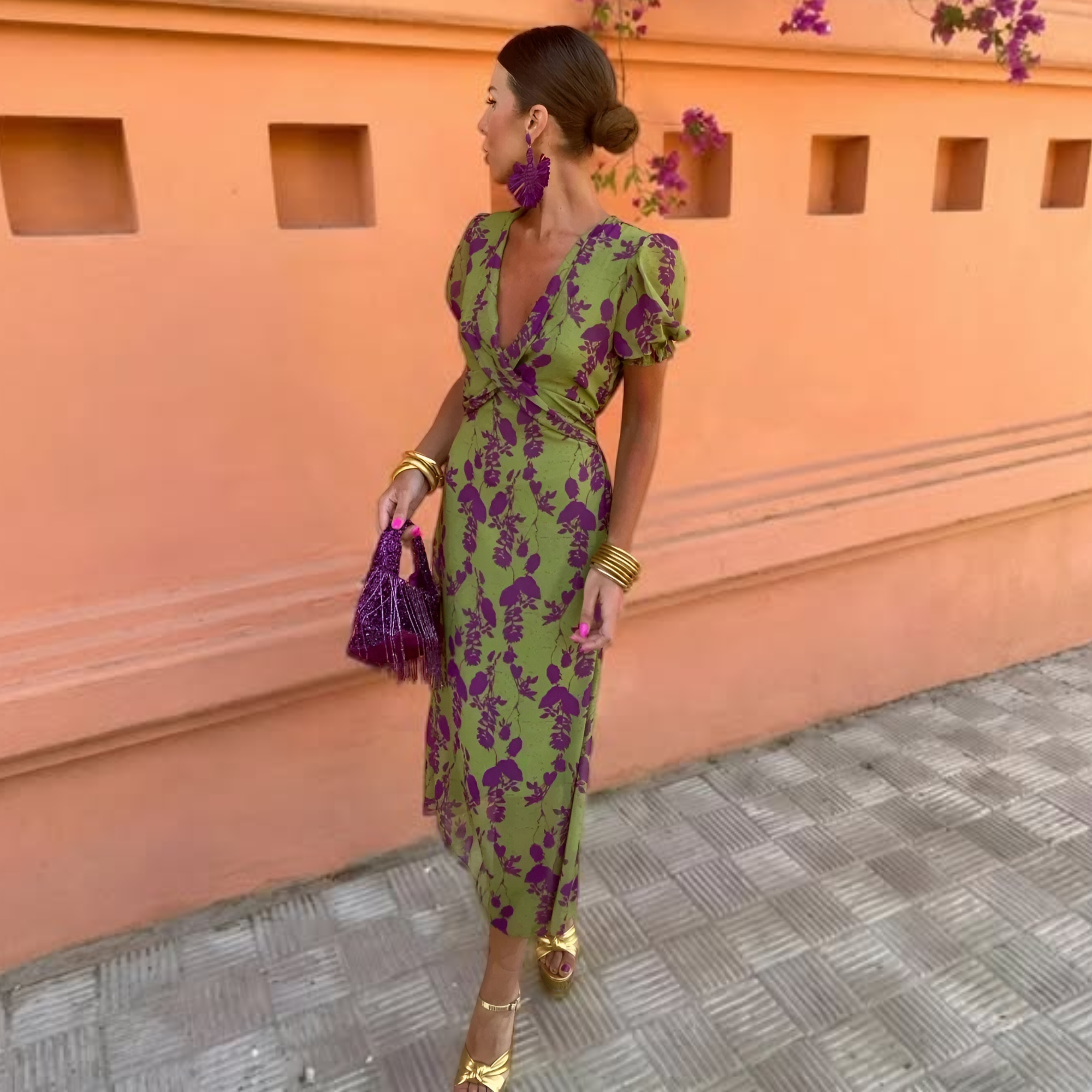 Elegant Printed Long Dress for Women