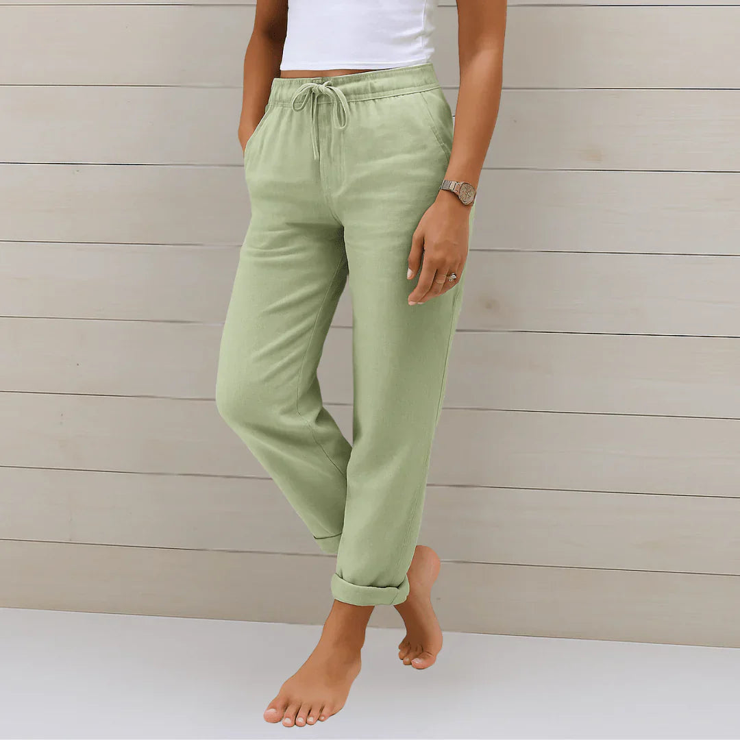 High-Waisted Wide-Leg Linen and Cotton Pants for Women | Perfect for Summer