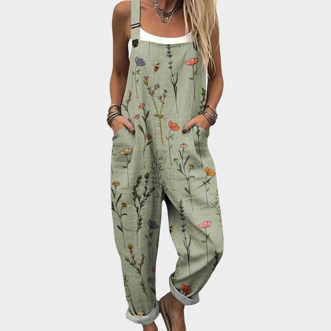 Printed Jumpsuit with Adjustable Straps for Women