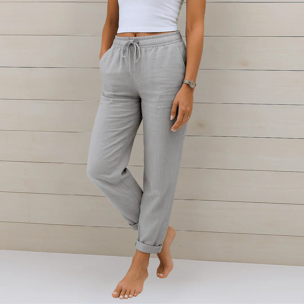 High-Waisted Wide-Leg Linen and Cotton Pants for Women | Perfect for Summer