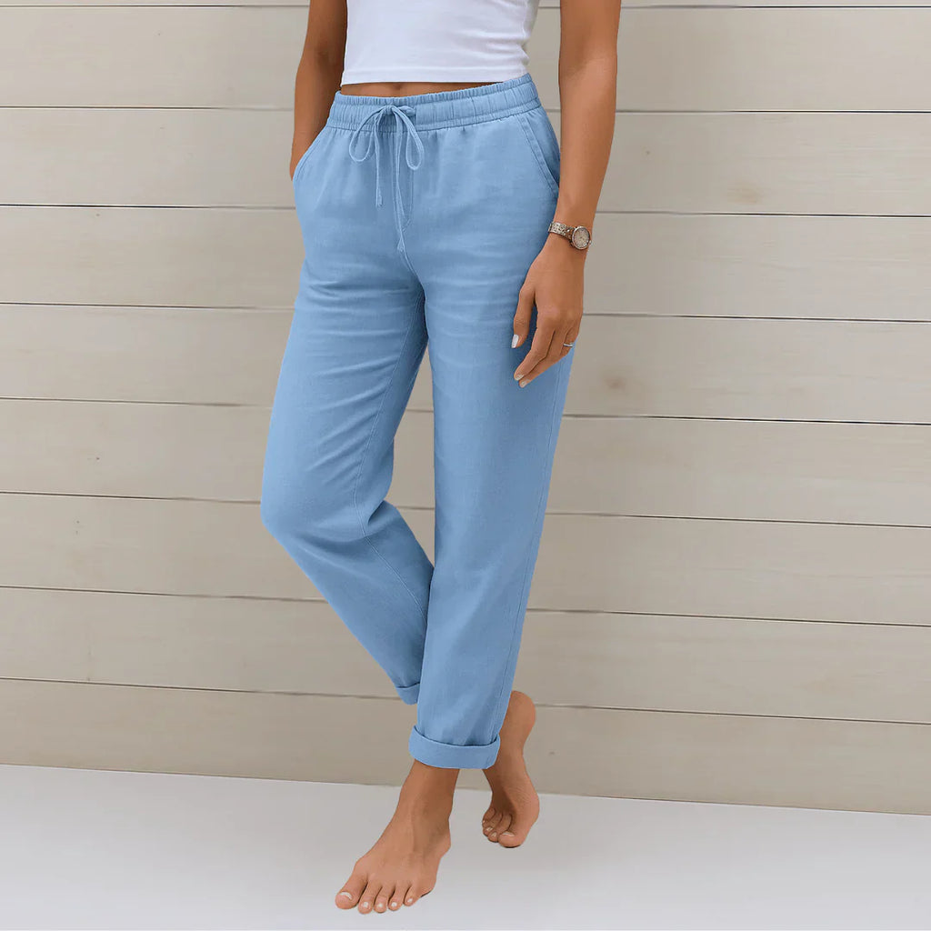 High-Waisted Wide-Leg Linen and Cotton Pants for Women | Perfect for Summer