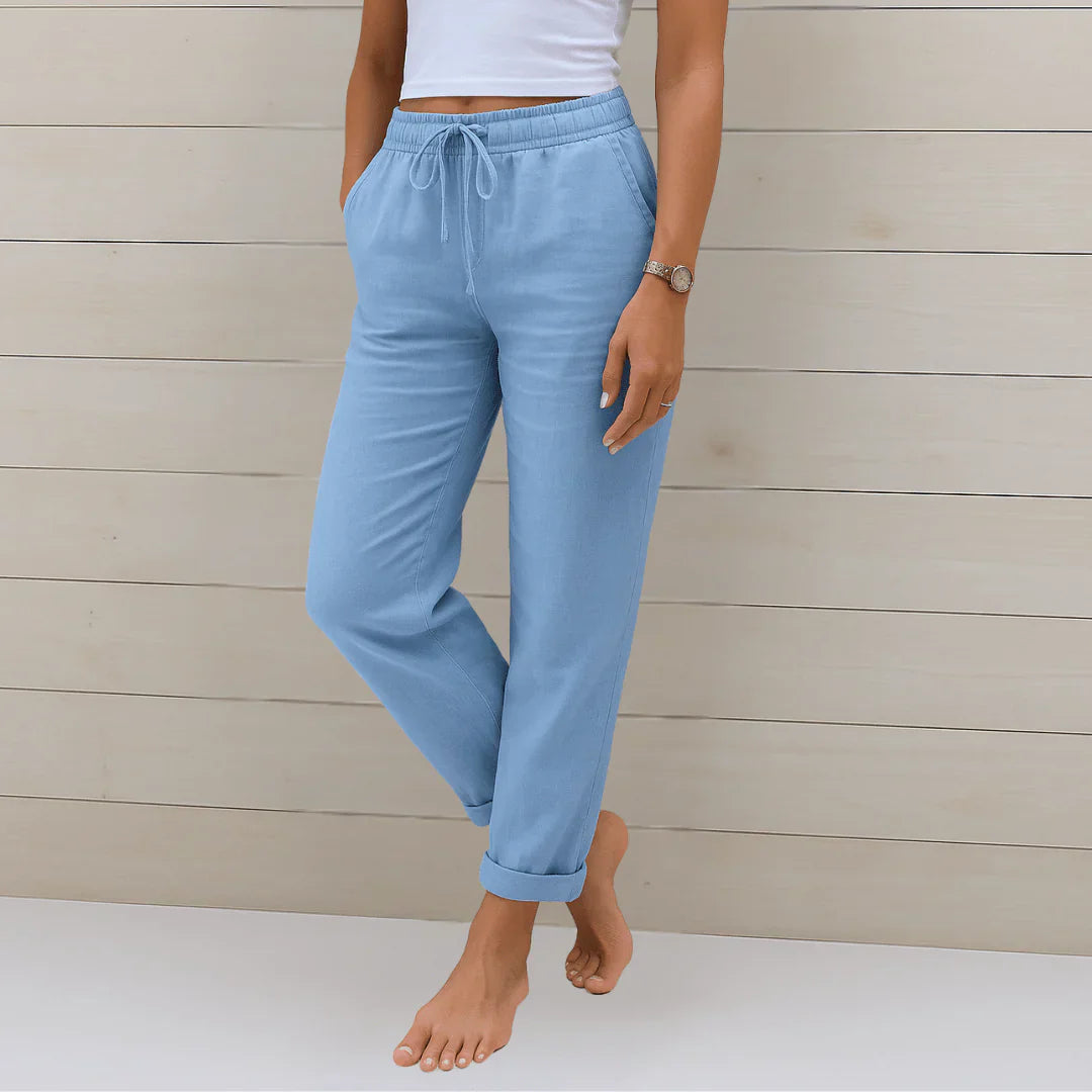 High-Waisted Wide-Leg Linen and Cotton Pants for Women | Perfect for Summer