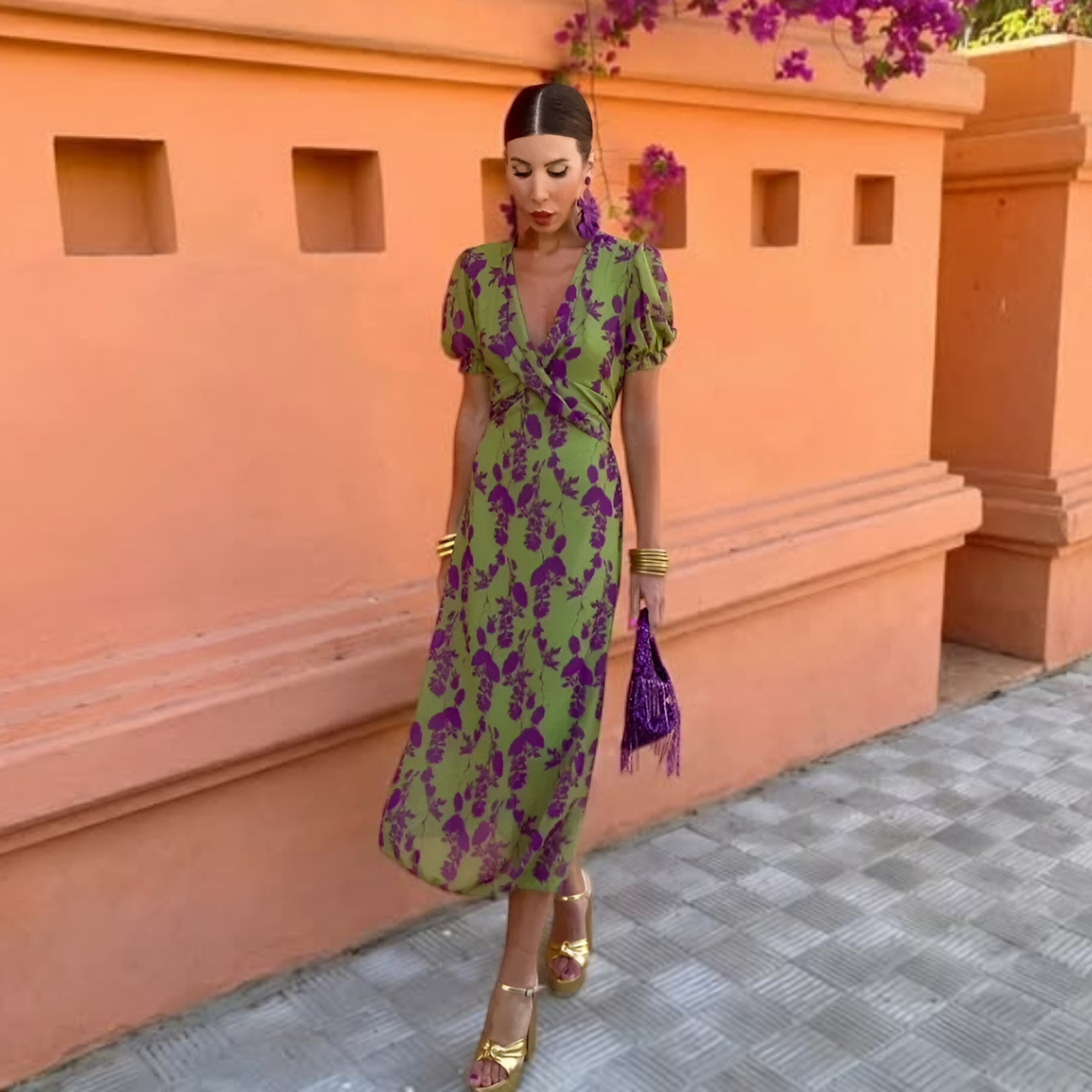 Elegant Printed Long Dress for Women