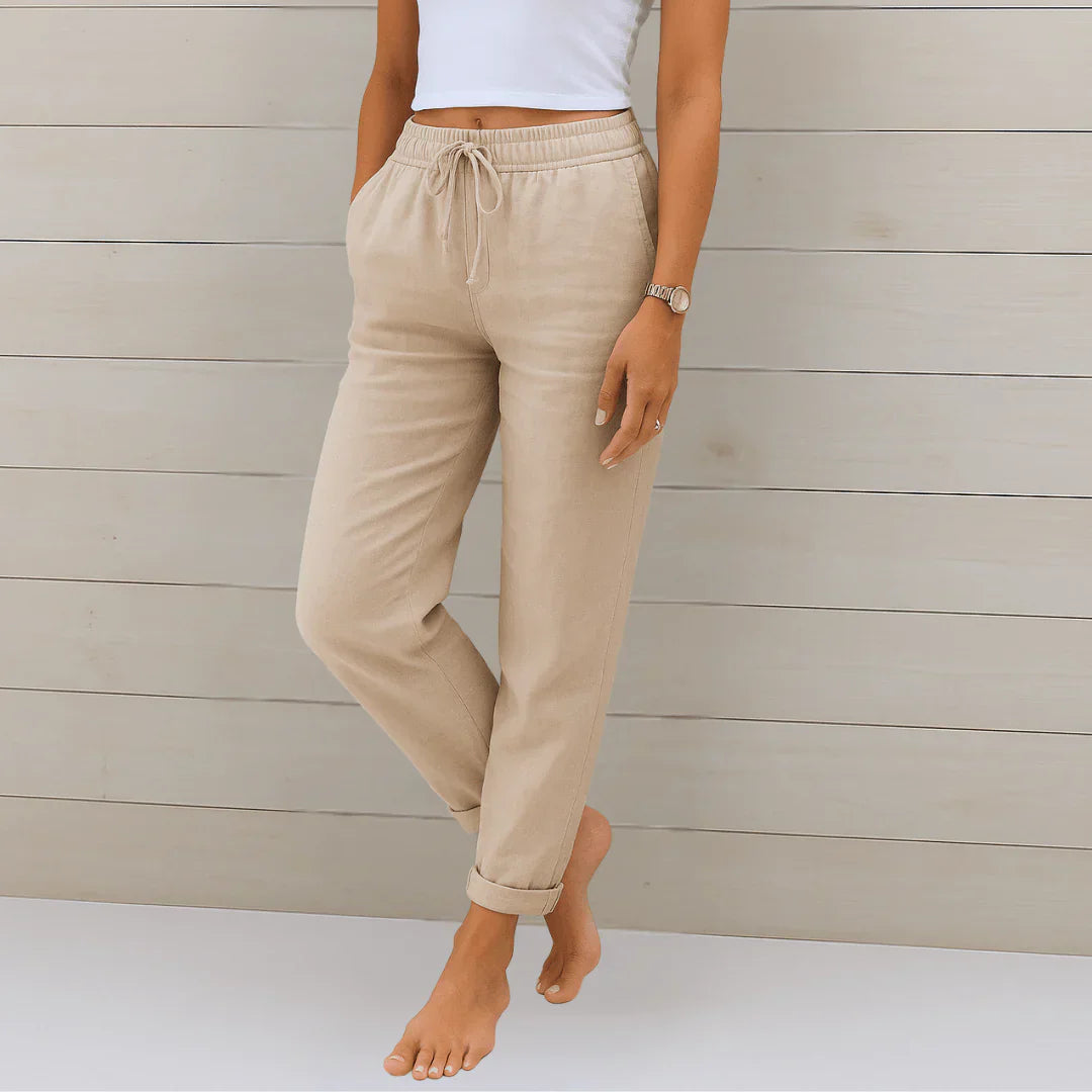 High-Waisted Wide-Leg Linen and Cotton Pants for Women | Perfect for Summer