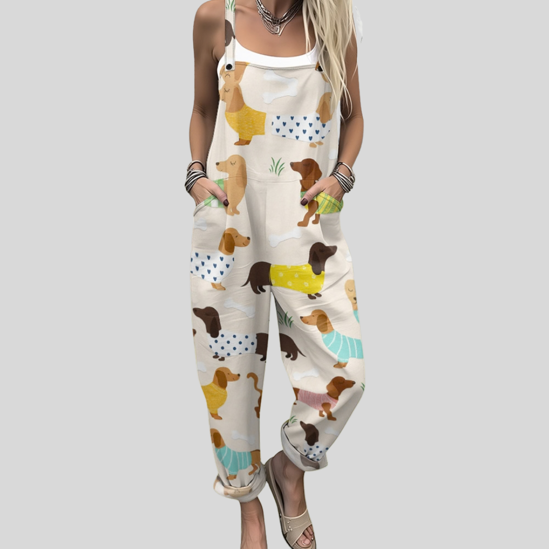 Sleeveless jumpsuit with adjustable straps for women