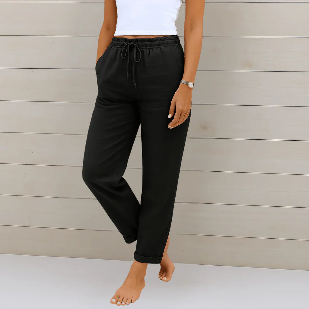 High-Waisted Wide-Leg Linen and Cotton Pants for Women | Perfect for Summer