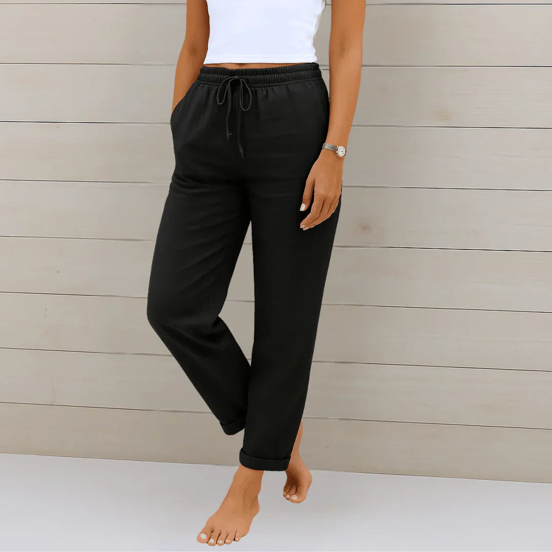 High-Waisted Wide-Leg Linen and Cotton Pants for Women | Perfect for Summer