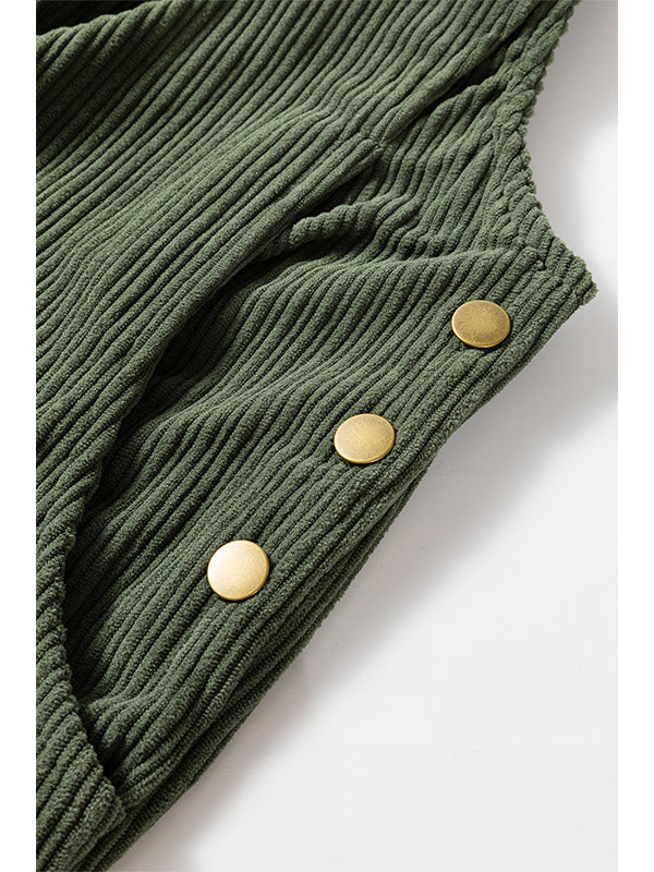 Corduroy Jumpsuit with Adjustable Straps for Women