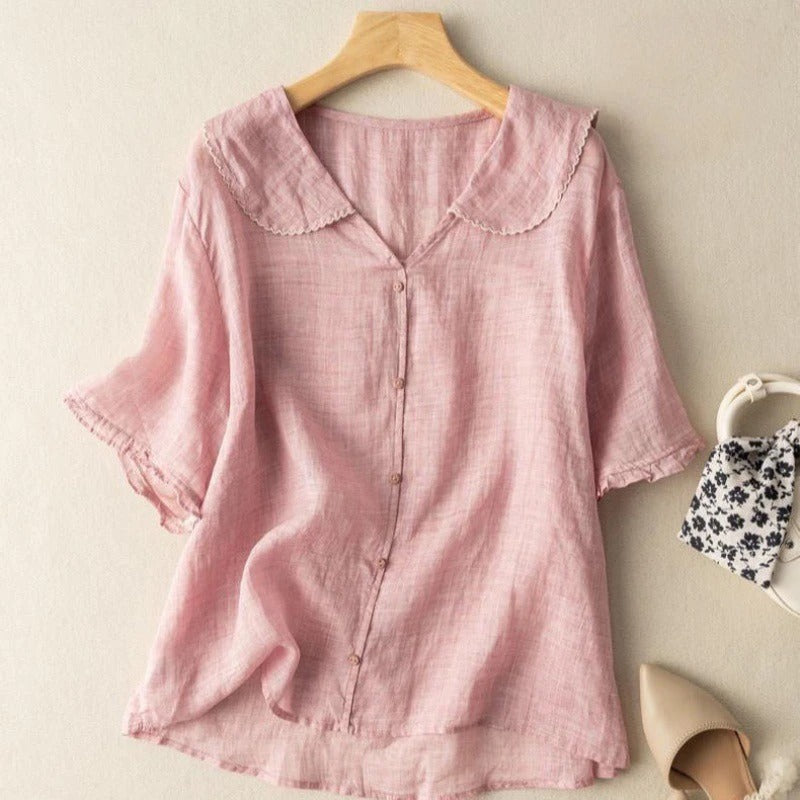 Retro Ramie Blouse for Women