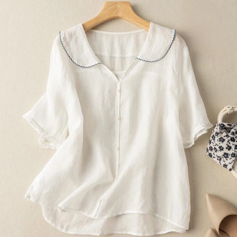 Retro Ramie Blouse for Women