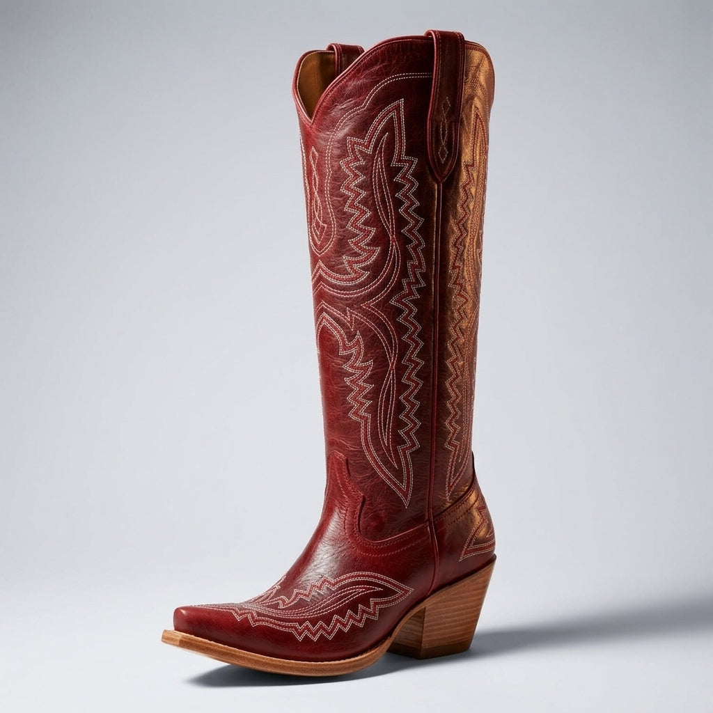 High Cowboy Boots with Thick Heels for Women | Ideal for Everyday Wear