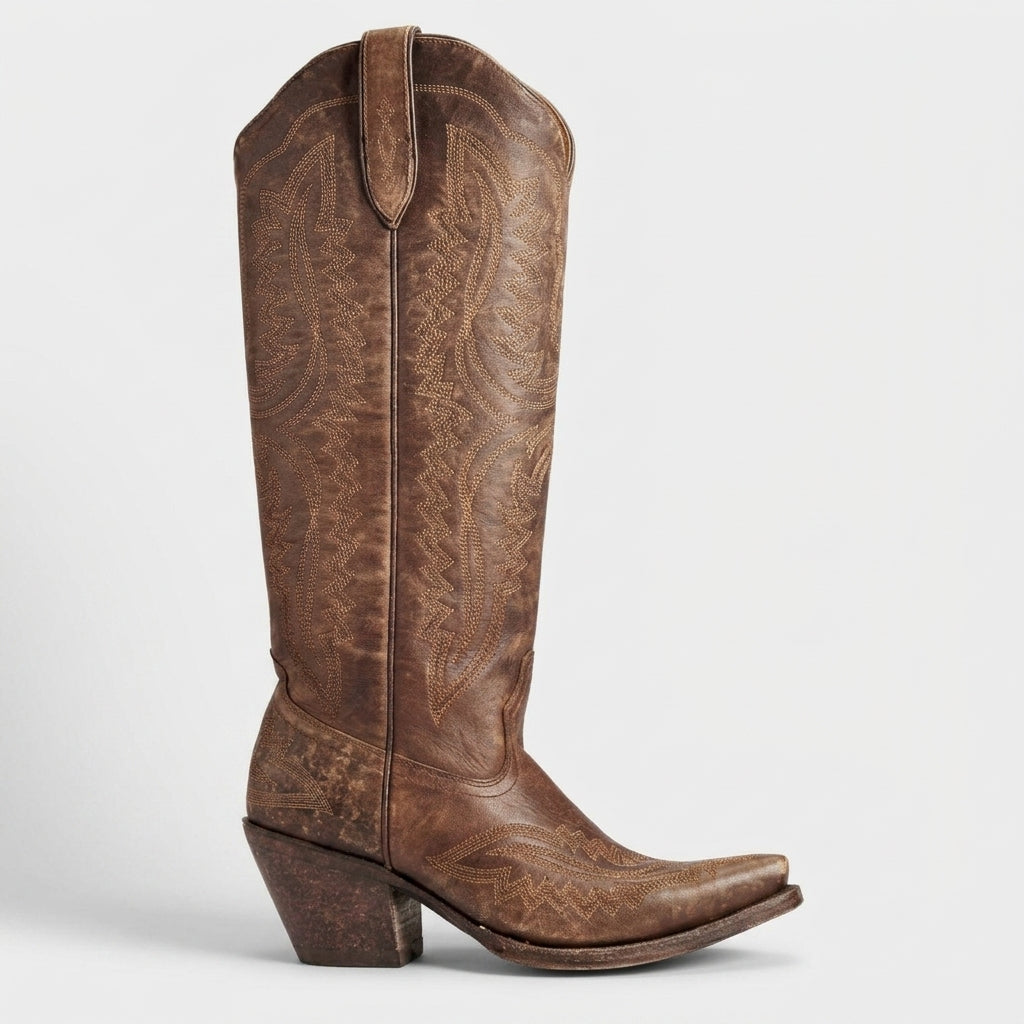 High Cowboy Boots with Thick Heels for Women | Ideal for Everyday Wear