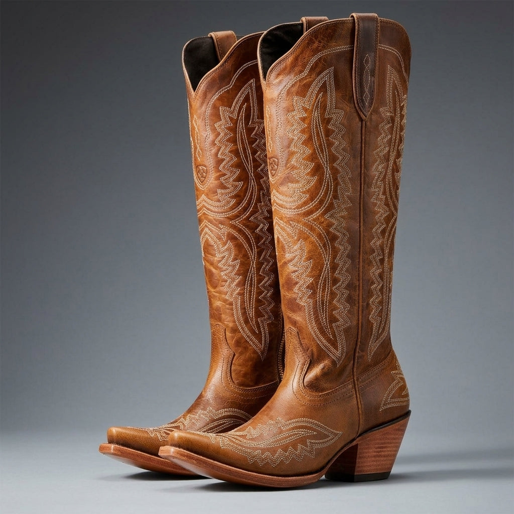 High Cowboy Boots with Thick Heels for Women | Ideal for Everyday Wear