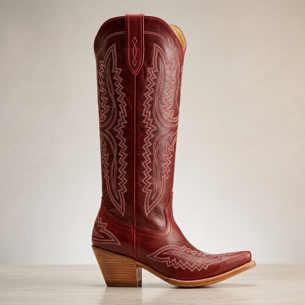 High Cowboy Boots with Thick Heels for Women | Ideal for Everyday Wear