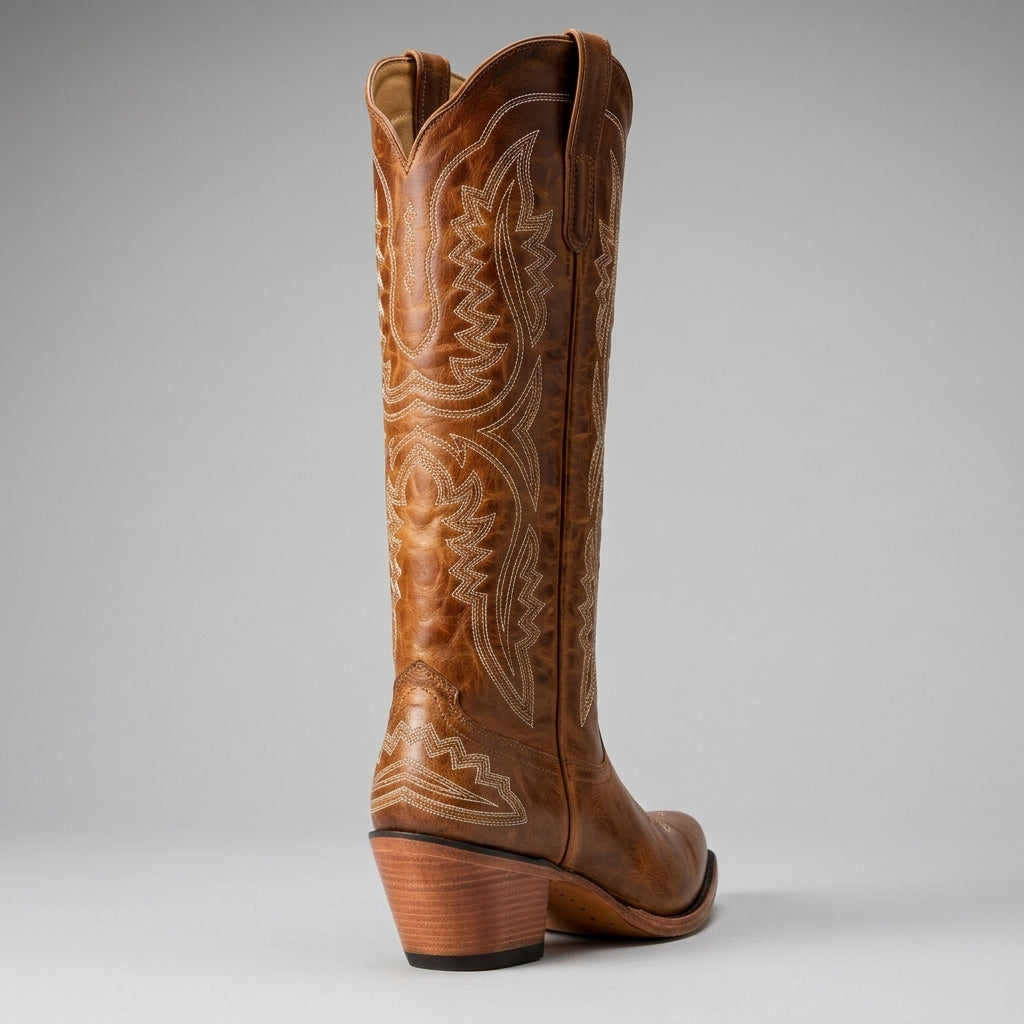 High Cowboy Boots with Thick Heels for Women | Ideal for Everyday Wear
