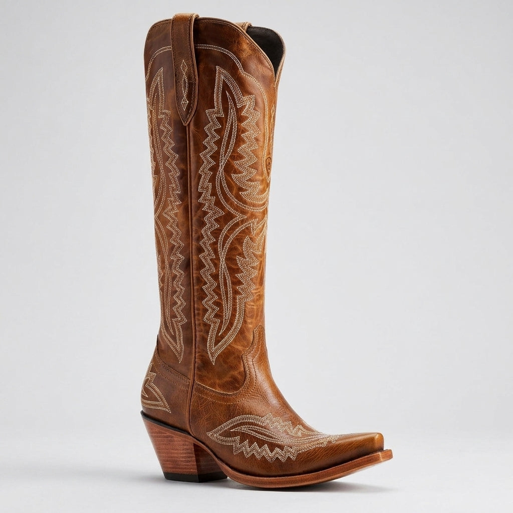 High Cowboy Boots with Thick Heels for Women | Ideal for Everyday Wear