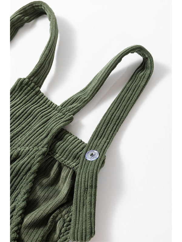 Corduroy Jumpsuit with Adjustable Straps for Women