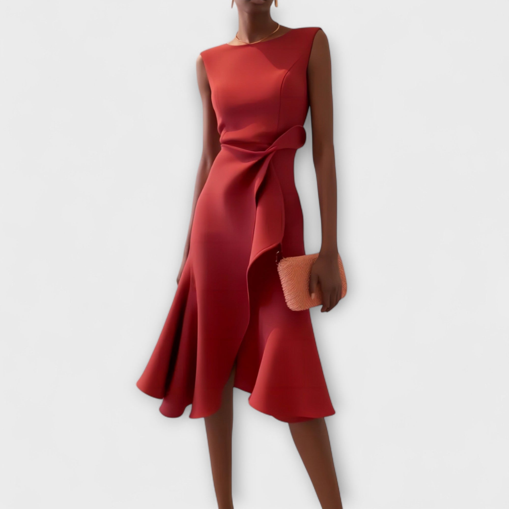 Asymmetric Draped Midi Dress for Women