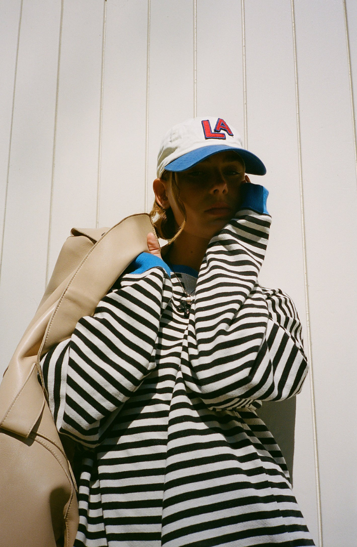 Oversized Striped Crew Neck Pullover Sweater for Women