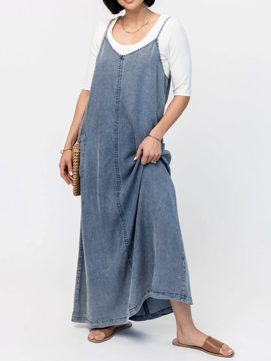 Relaxed Fit Denim Maxi Dress for Women