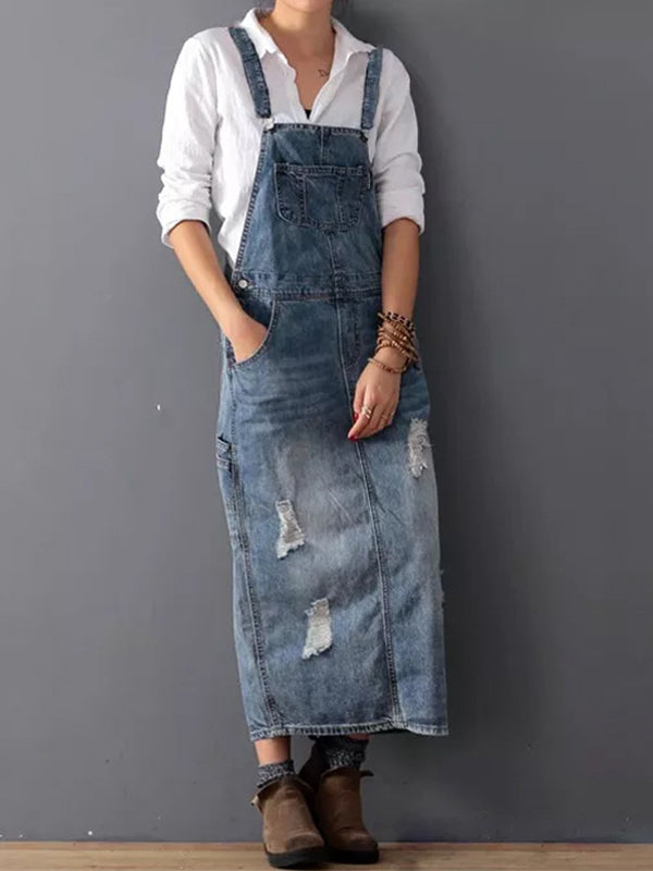 Women's Denim Overalls with Adjustable Straps