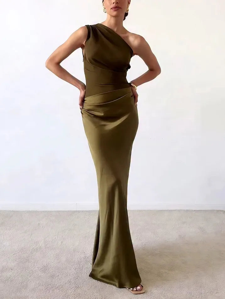 Women's Asymmetric Neckline Maxi Party Dress