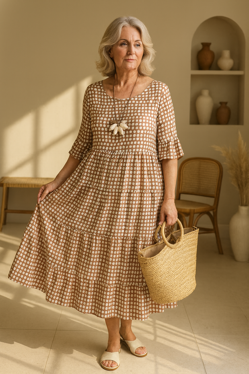 Women's Short Sleeve Midi Dress