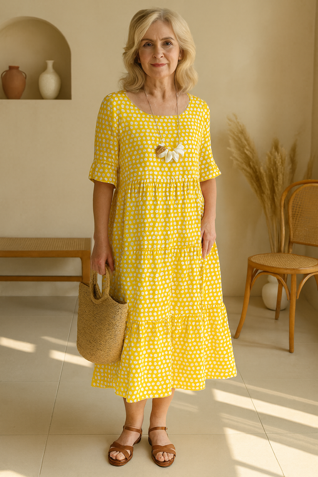 Women's Short Sleeve Midi Dress