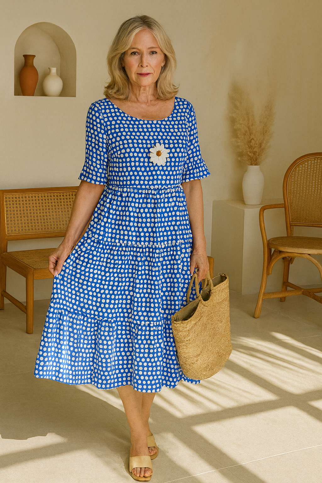 Women's Short Sleeve Midi Dress
