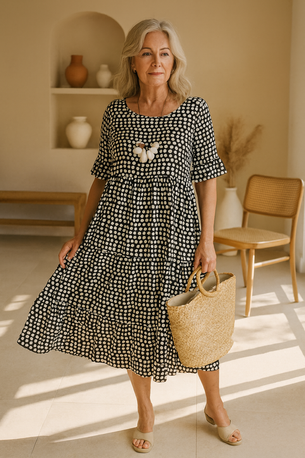 Women's Short Sleeve Midi Dress