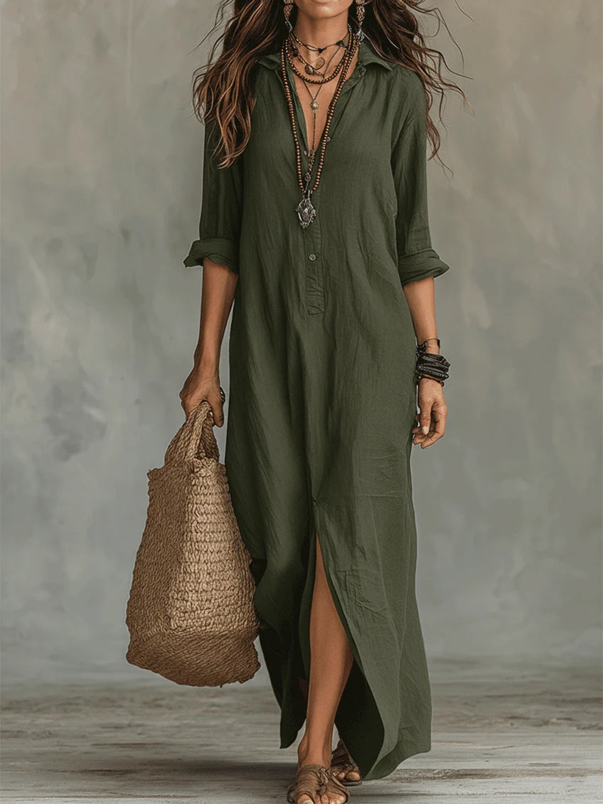 Maxi Dress with Buttons for Women