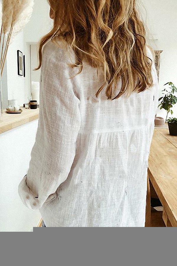 Casual Long Sleeve Linen Blend Shirt for Women