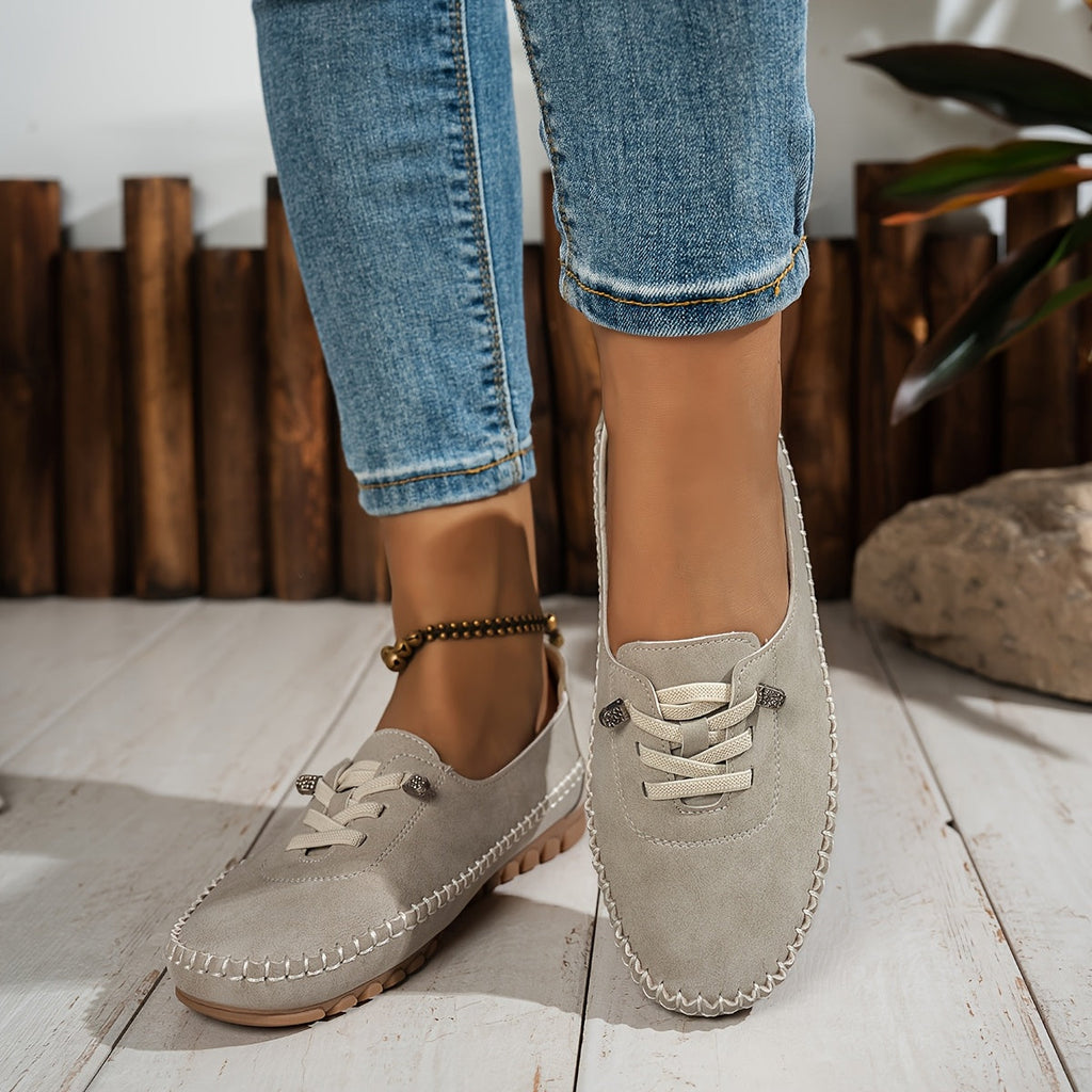 Round Toe and Low Heel Loafers for Women