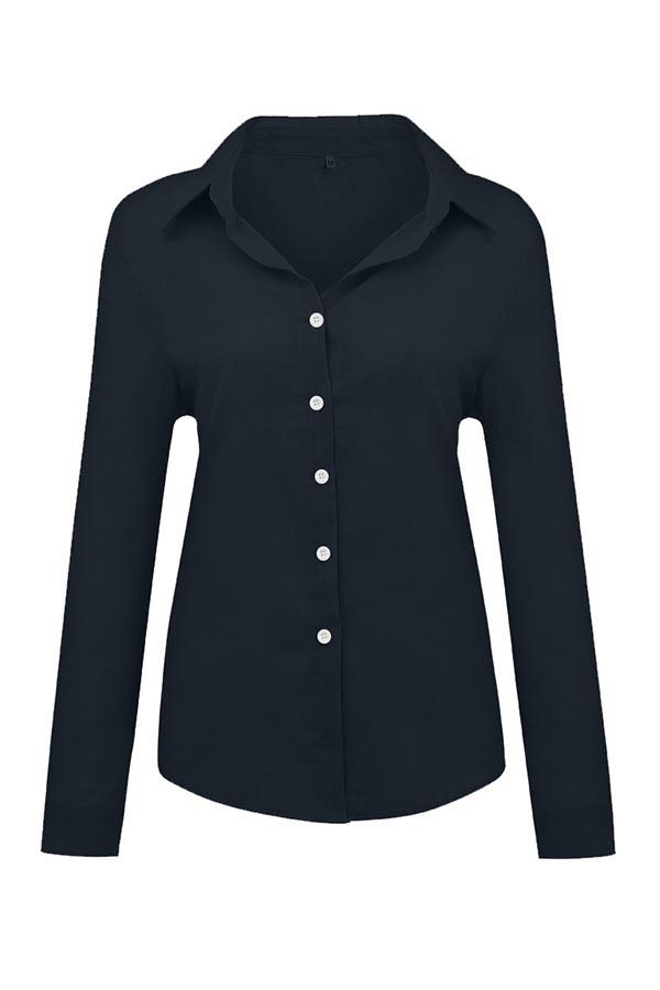 Casual Long Sleeve Linen Blend Shirt for Women