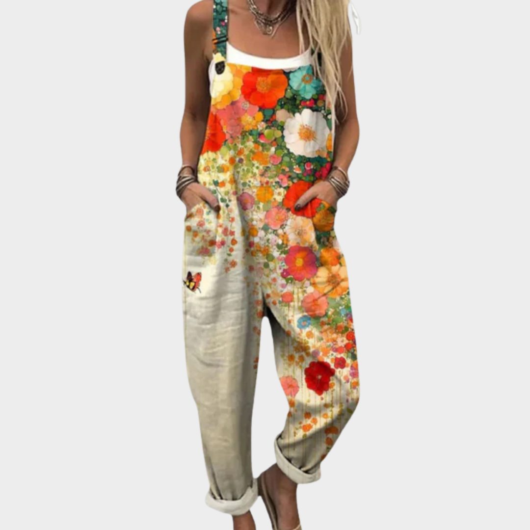 Printed Jumpsuit with Adjustable Straps for Women
