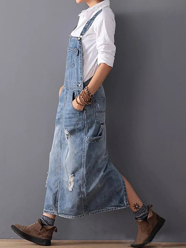 Women's Denim Overalls with Adjustable Straps