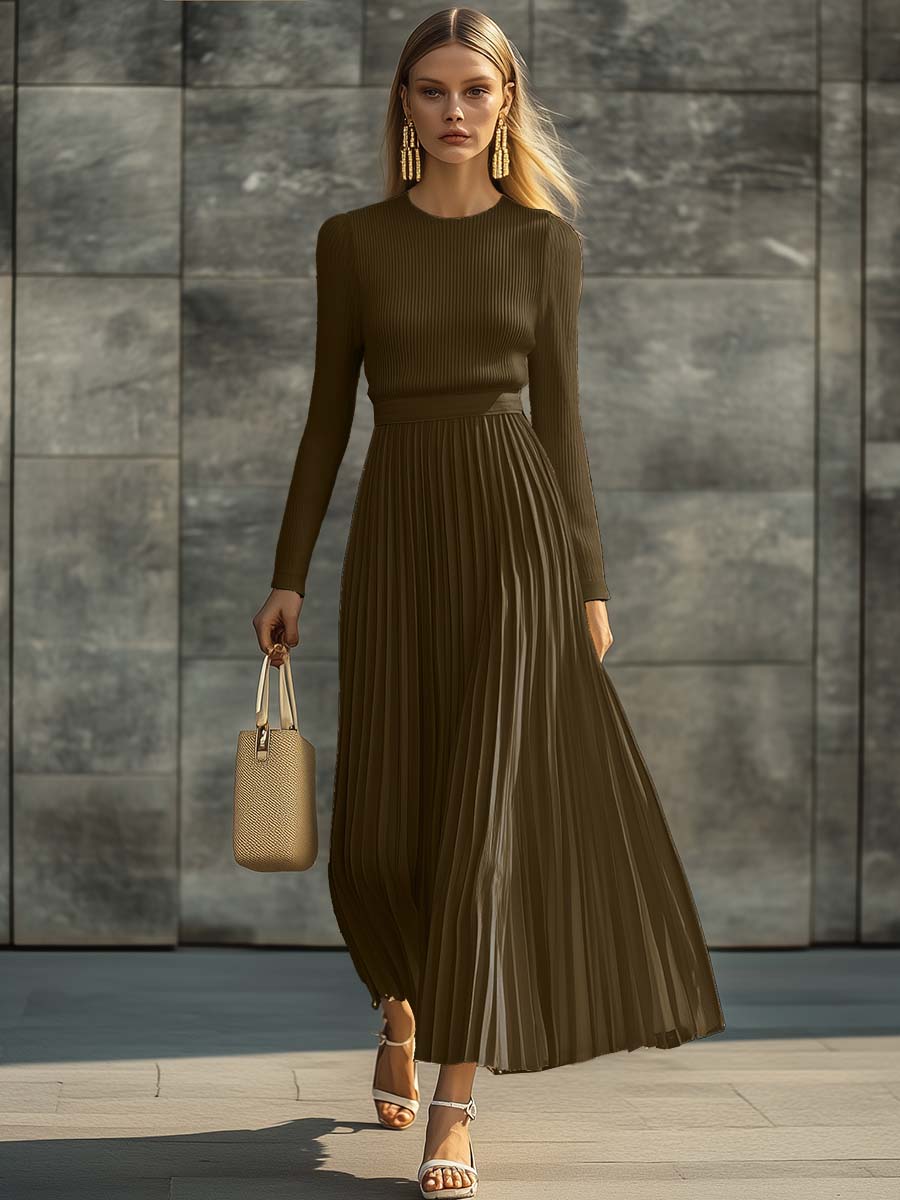 Maxi Dress with Pleated Design for Women