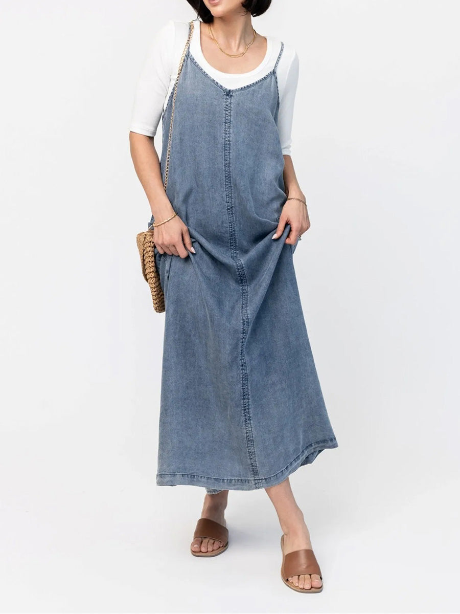 Relaxed Fit Denim Maxi Dress for Women