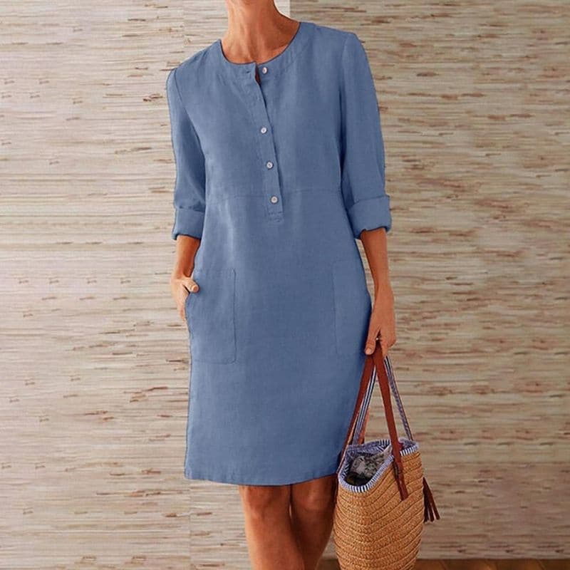 Cotton and Linen Dress with Pockets for Women | Perfect for Everyday Wear