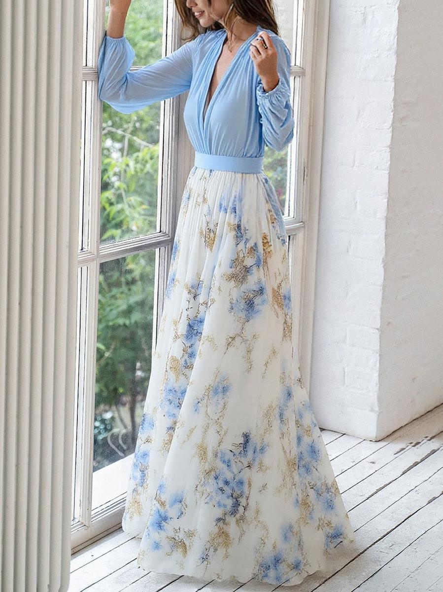 Maxi Dress for Women with Floral Print