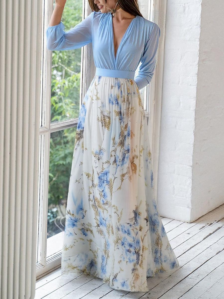 Maxi Dress for Women with Floral Print
